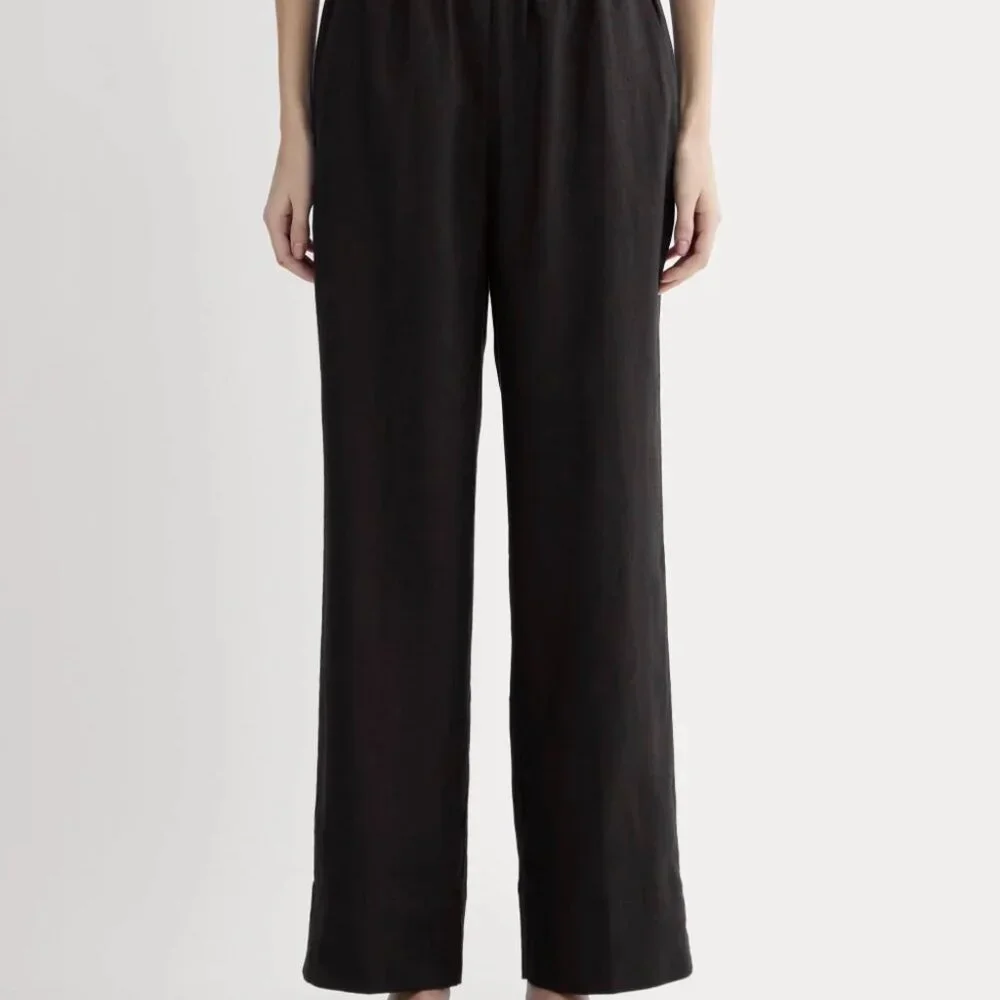 Everlane Easy Pants in Black Linen Size smail - Picture 2 of 6